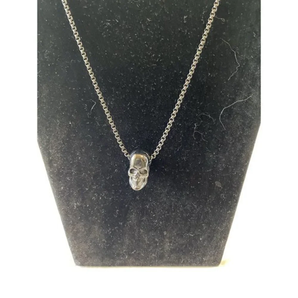 Skull Pendant‎ Necklace Black Goth Biker Punk Emo Edgy